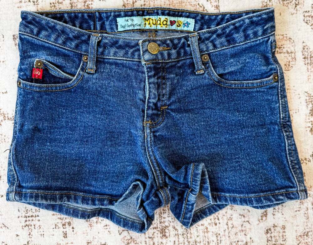 Mudd Jeans Denim Shorts Embroidered Logo Mid-Rise